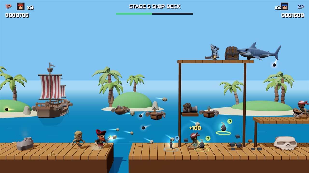 Pirate ship deck battle in PIRATE RUN, a free run and gun pirate game